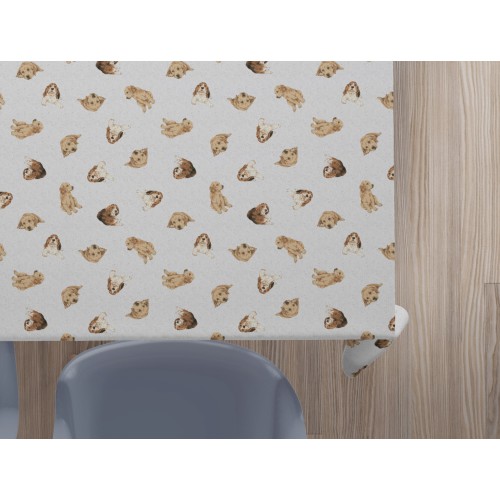 COTTON TABLECLOTH DOGS light grey
