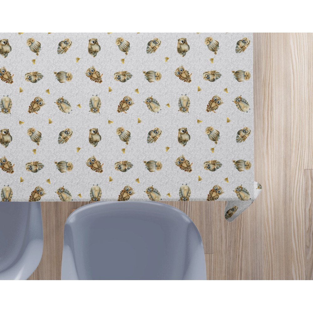 Graue Eulen Baumwolle Tischdecke