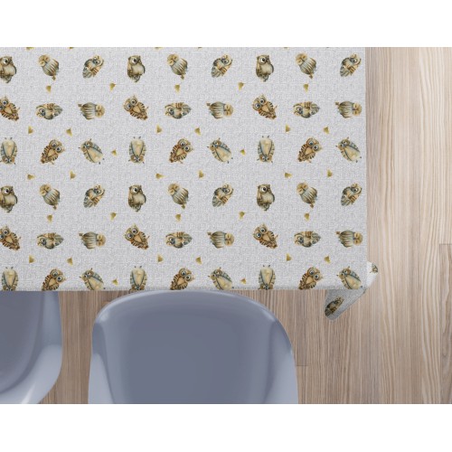 Graue Eulen Baumwolle Tischdecke