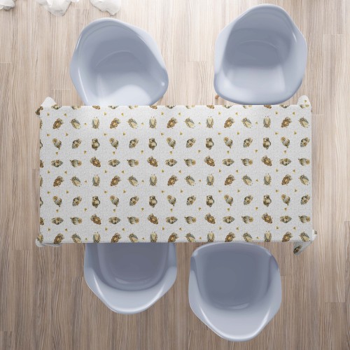 Graue Eulen Baumwolle Tischdecke