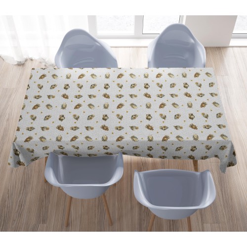 Grey owls cotton tablecloth