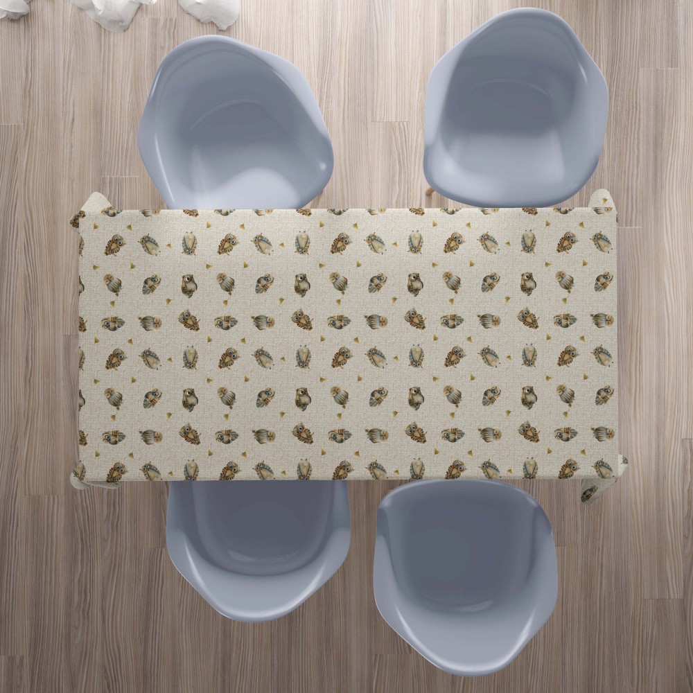 Baumwolle TISCHDECKE GUFI Eulen beige