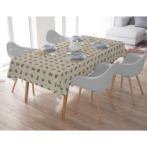 Cotton TABLECLOTH GUFI owls beige