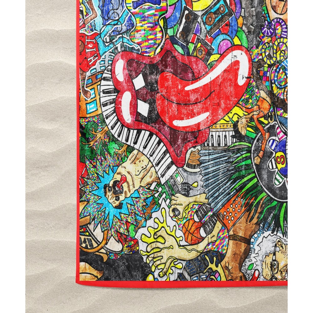 STRANDTUCH aus Frottee MURALES Größe groß cm. 90 X 170 CM