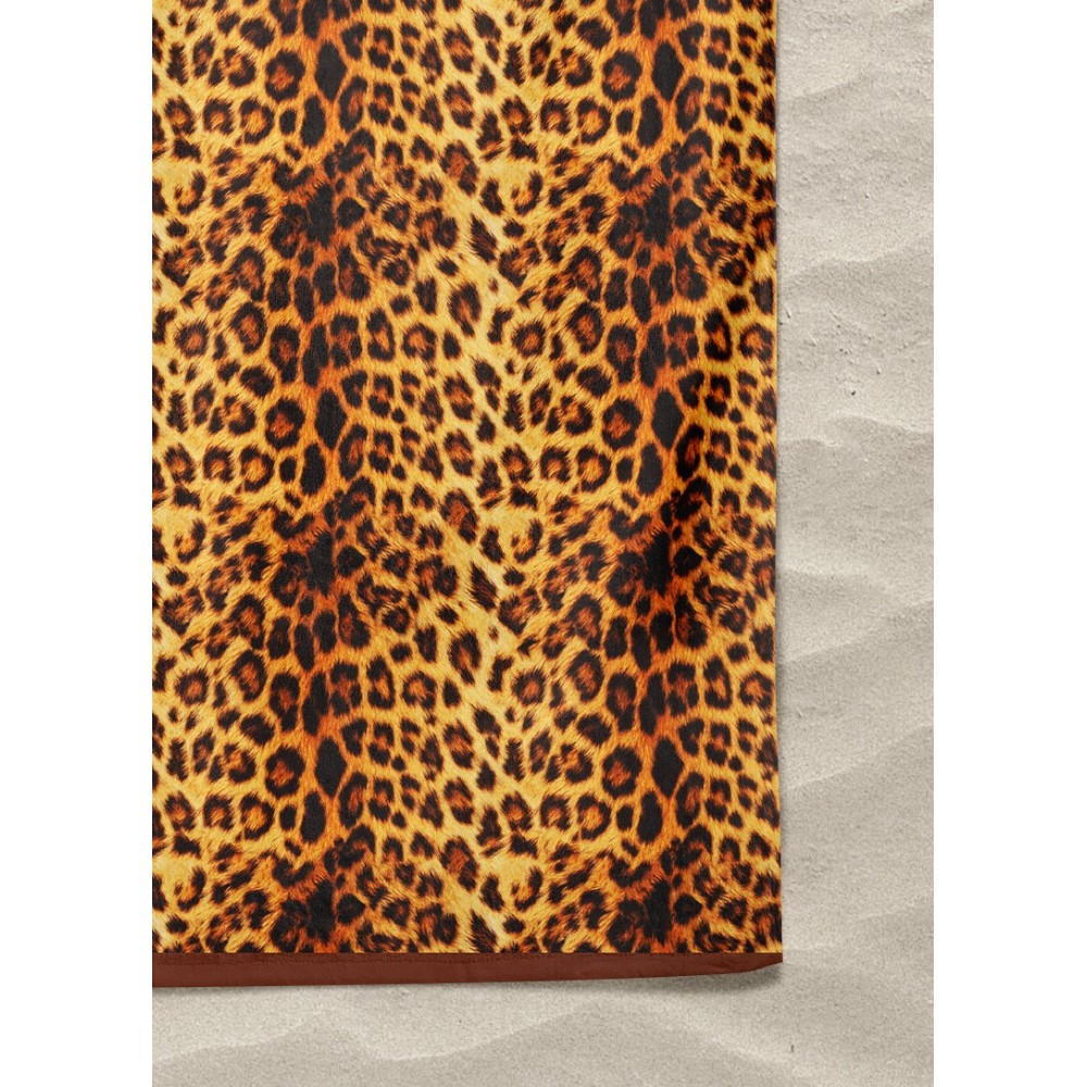 TOALLA DE PLAYA en rizo de LEOPARDO talla grande cm. 90 x 170