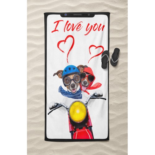 I LOVE YOU TERRY BEACH TOWEL large size cm. 90 X 170
