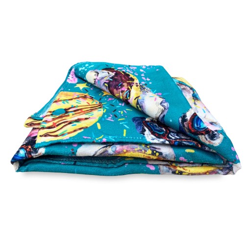 SERVIETTE DE PLAGE dans l’éponge DE CHIEN DE DONUTS mesure grand cm. 90 X 170