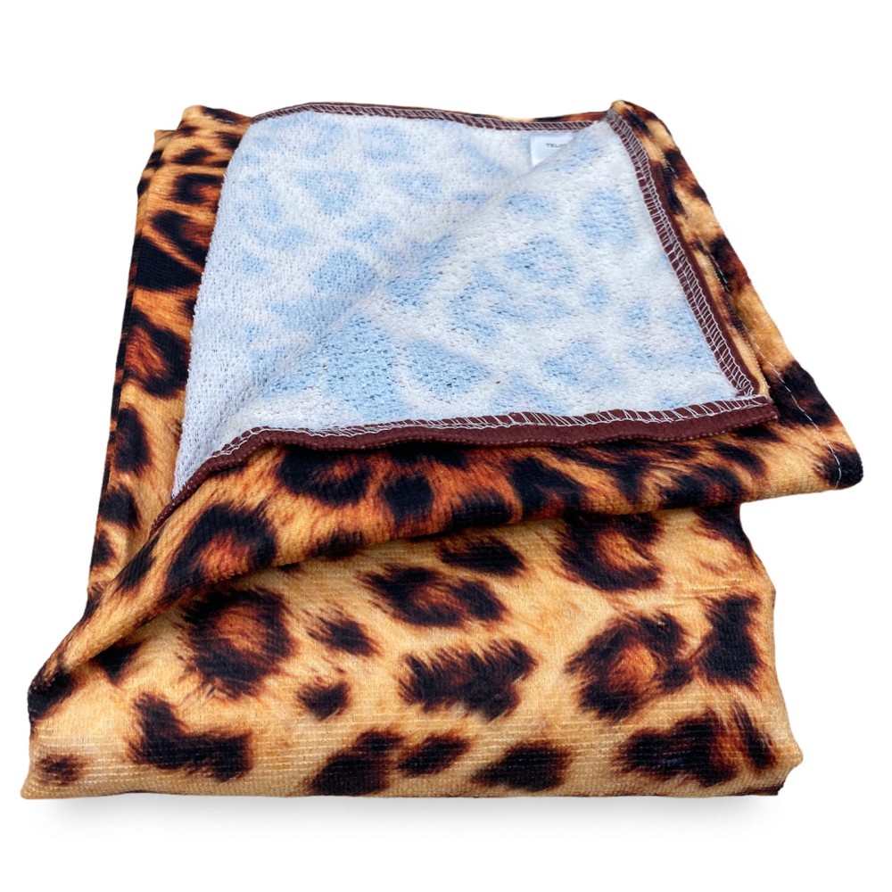 TOALLA DE PLAYA en rizo de LEOPARDO talla grande cm. 90 x 170