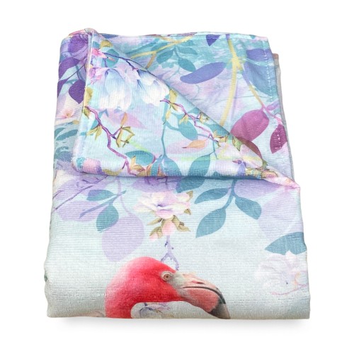 STRANDTUCH in PAINTED SPONGE FENICOPTERA Größe groß cm. 90 X 170 CM