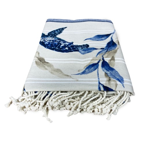 TURTLE FOUTA BEACH TOWEL size LARGE with Beach backpack KEEP CALM CM.100X200