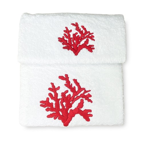 SET asciugamani CORALLO ROSSO puro cotone Made in Italy