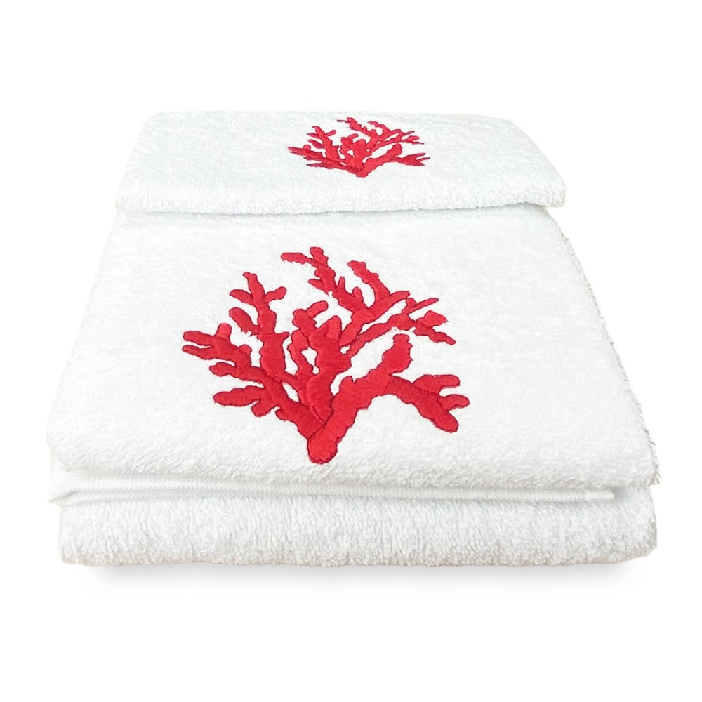 RED CORAL towel set pure cotton Made in Italy
