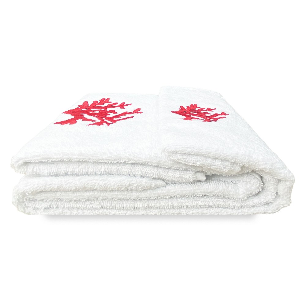 RED CORAL towel set pure cotton Made in Italy