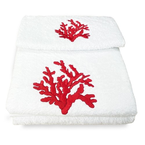 Juego de toallas RED CORAL puro algodón Made in Italy
