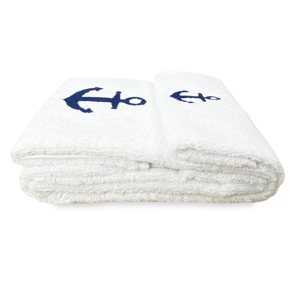 ANCHOR BLUE pure cotton towel set Made in Italy