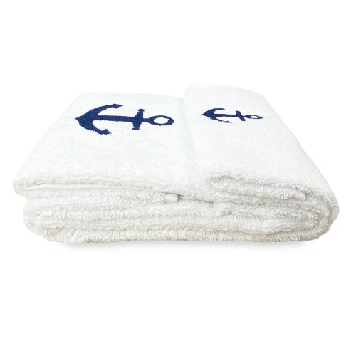 ANCHOR BLUE pure cotton towel set Made in Italy