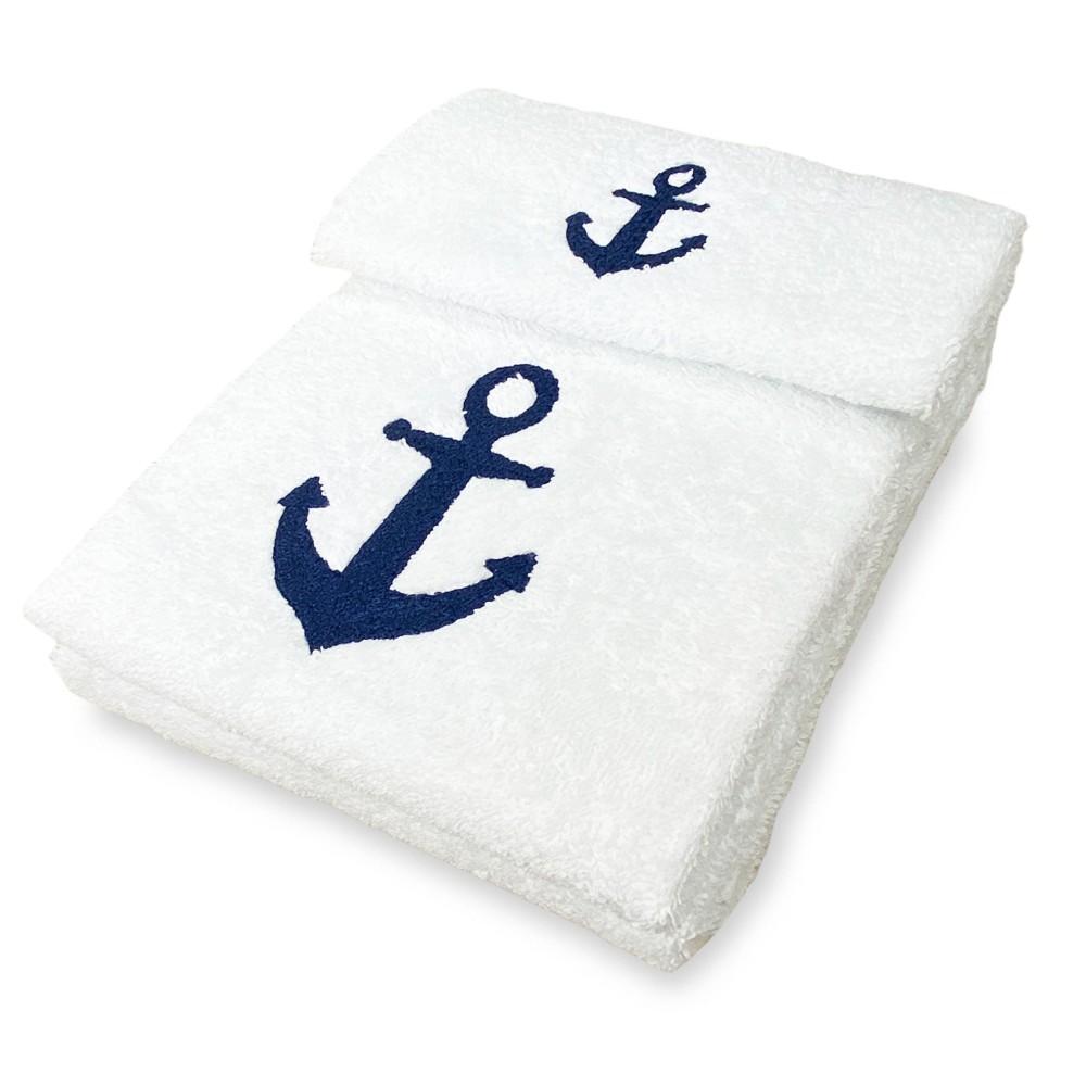 SET serviettes ANCORA BLU coton pur Made in Italy