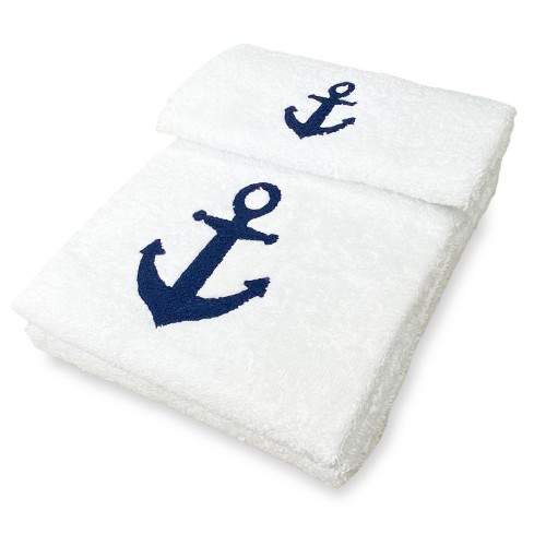 SET serviettes ANCORA BLU coton pur Made in Italy