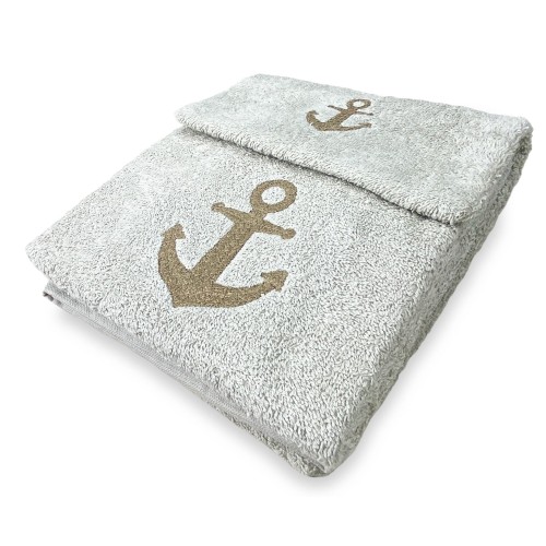 JUEGO DE TOALLAS ANCHOR AVELLANA puro algodón Made in Italy