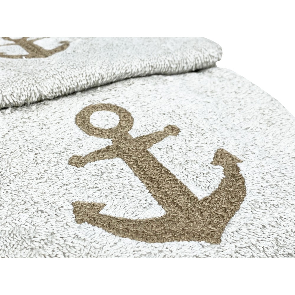 SET asciugamani ANCORA NOCCIOLA puro cotone Made in Italy