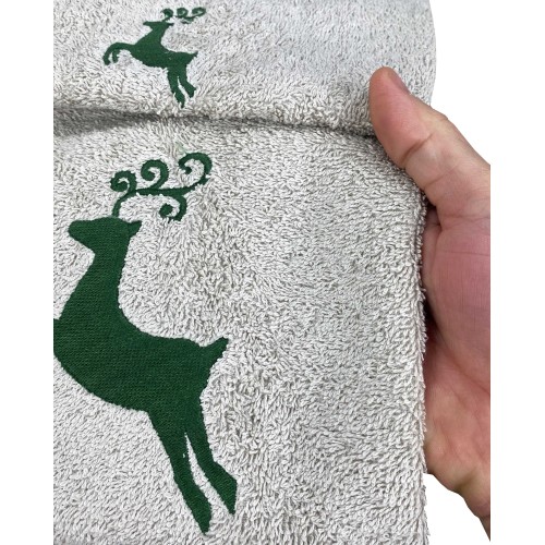 GREEN DEER TOWEL SET pure cotton Made in Italy