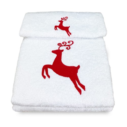 SET asciugamani CERVO ROSSO puro cotone Made in Italy