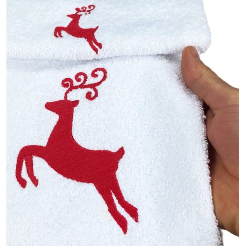 RED DEER towel SET pure cotton Made in Italy