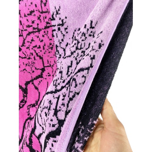 BEACH TOWEL in pure cotton terry TREE OF LIFE RED and PURPLE size large cm. 90 X 170 and beach backpack