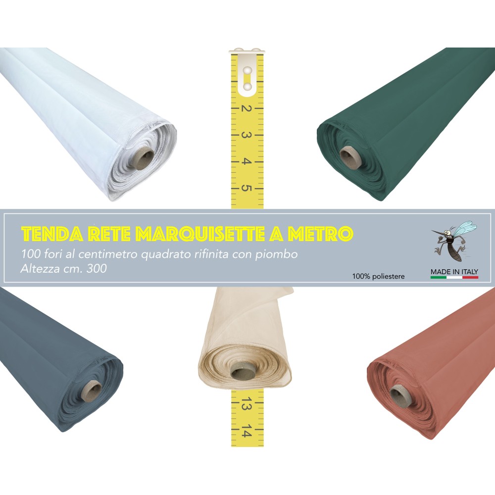 MOSQUITO NET FABRIC BY THE METER MARQUISETTE solid color LEADED height cm. 300