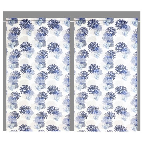 TENDINA vetro MODERNA larga 45 o 60 o 80 CORALLI BLU misto lino Made in Italy