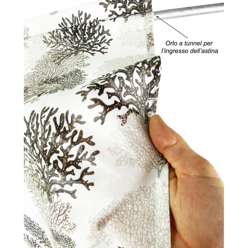 MODERNER Glasvorhang 45 oder 60 oder 80 breit BEIGE CORALS Leinenmischung Made in Italy