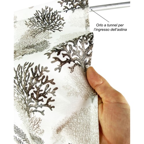 MODERN glass curtain 45 or 60 or 80 wide BEIGE CORALS linen blend Made in Italy