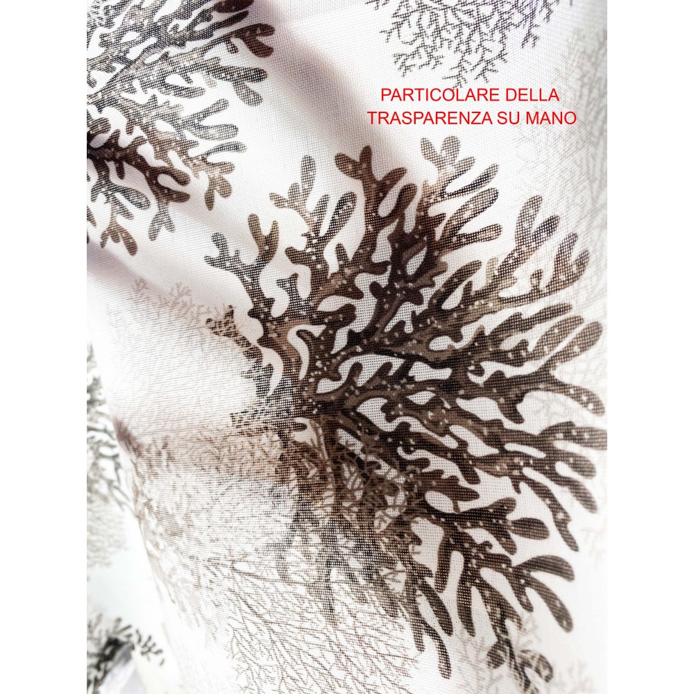 MODERNER Glasvorhang 45 oder 60 oder 80 breit BEIGE CORALS Leinenmischung Made in Italy