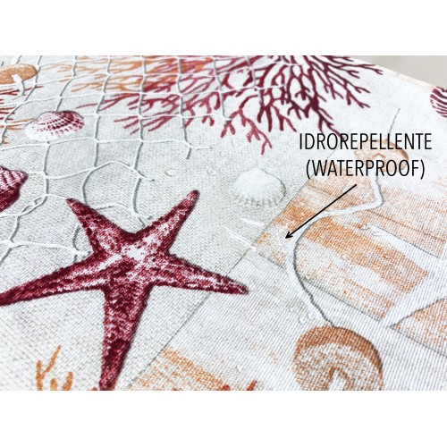 schmutzabweisende Tischdecke RESINATA TORINO sea MARINO corals RED
