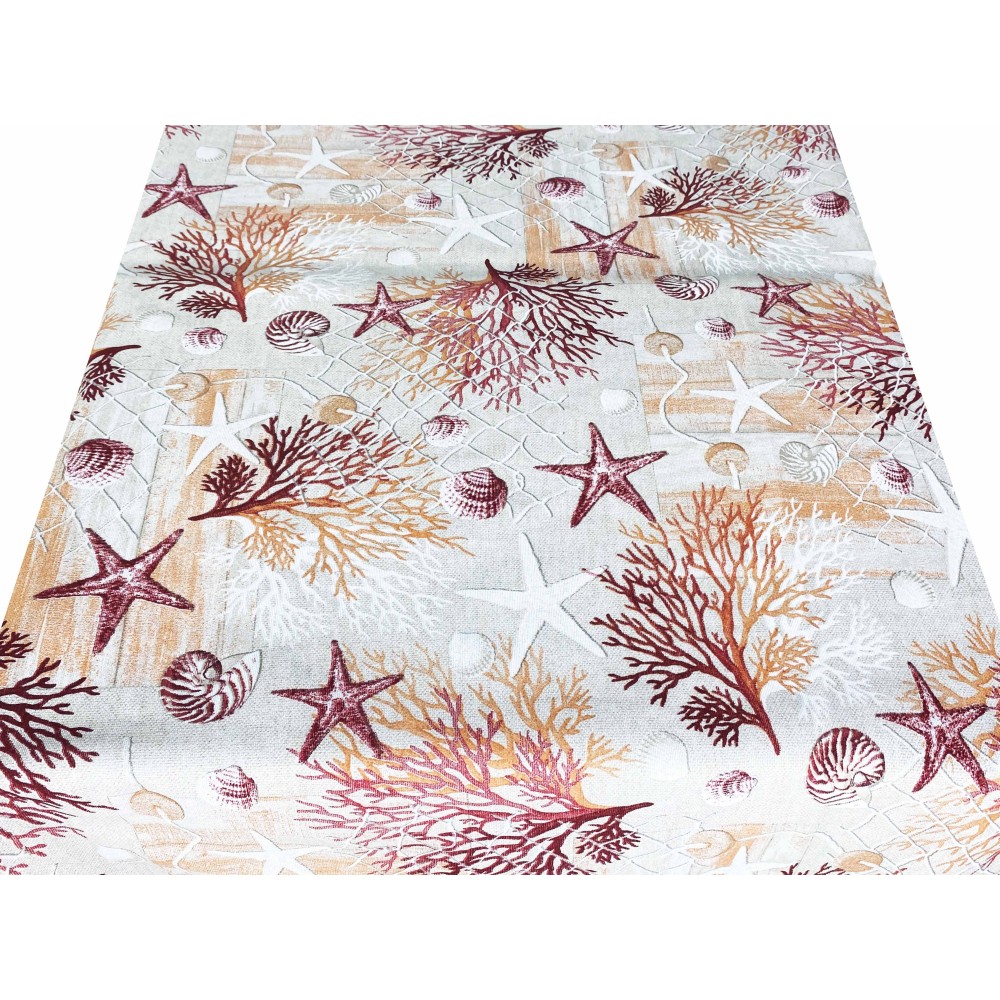 mantel antimanchas RESINATA TORINO mar MARINO corales RED