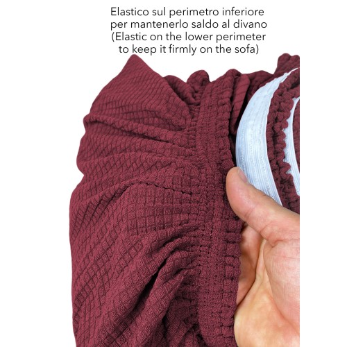 Couverture de canapé extensible ATHÈNES universelle BORDEAUX biélastique