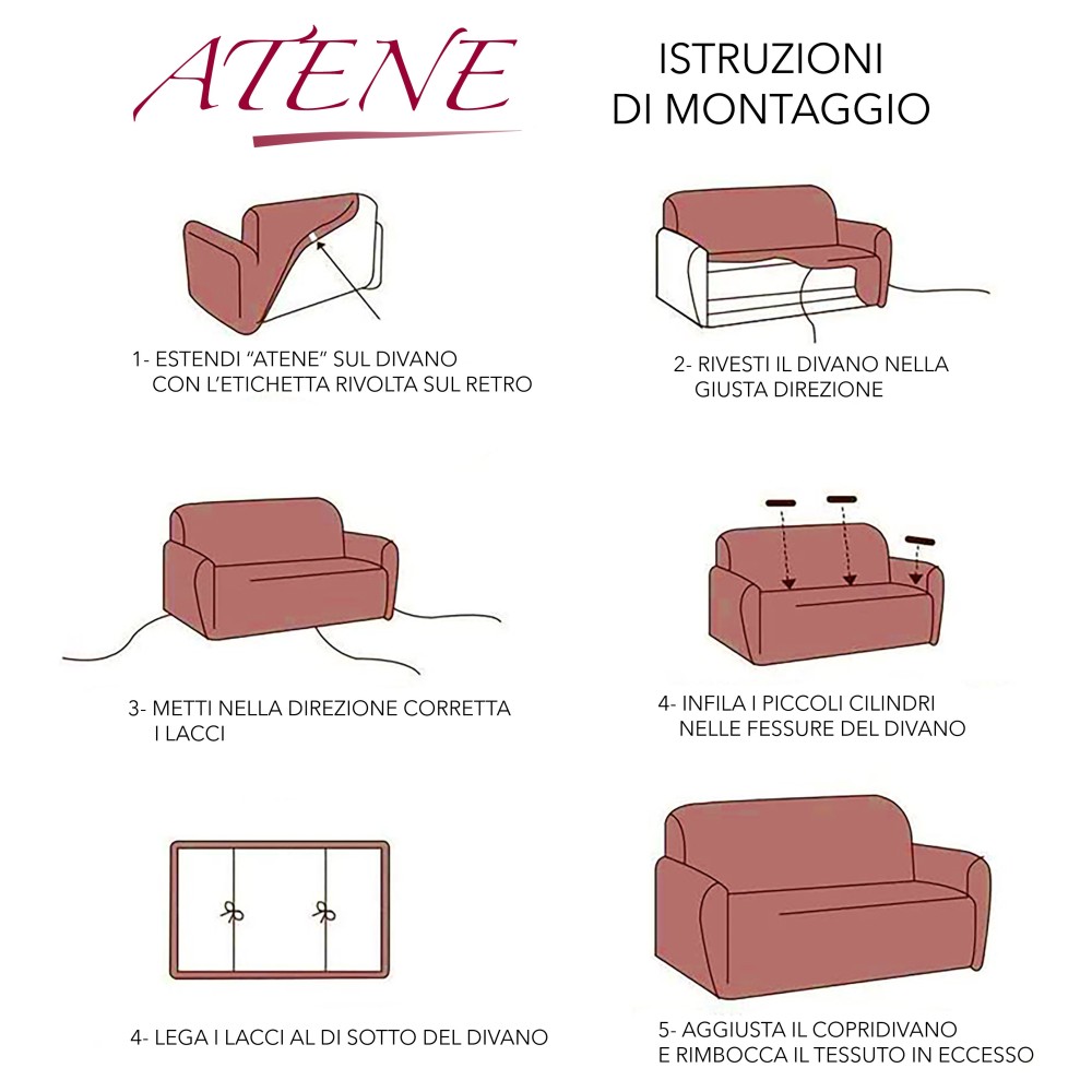 STRETCH SOFA BEZUG ATHEN universal BORDEAUX bi-elastisch
