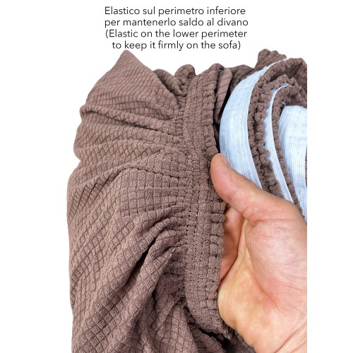 Couverture de canapé extensible ATHÈNES universel MARRON biélastique