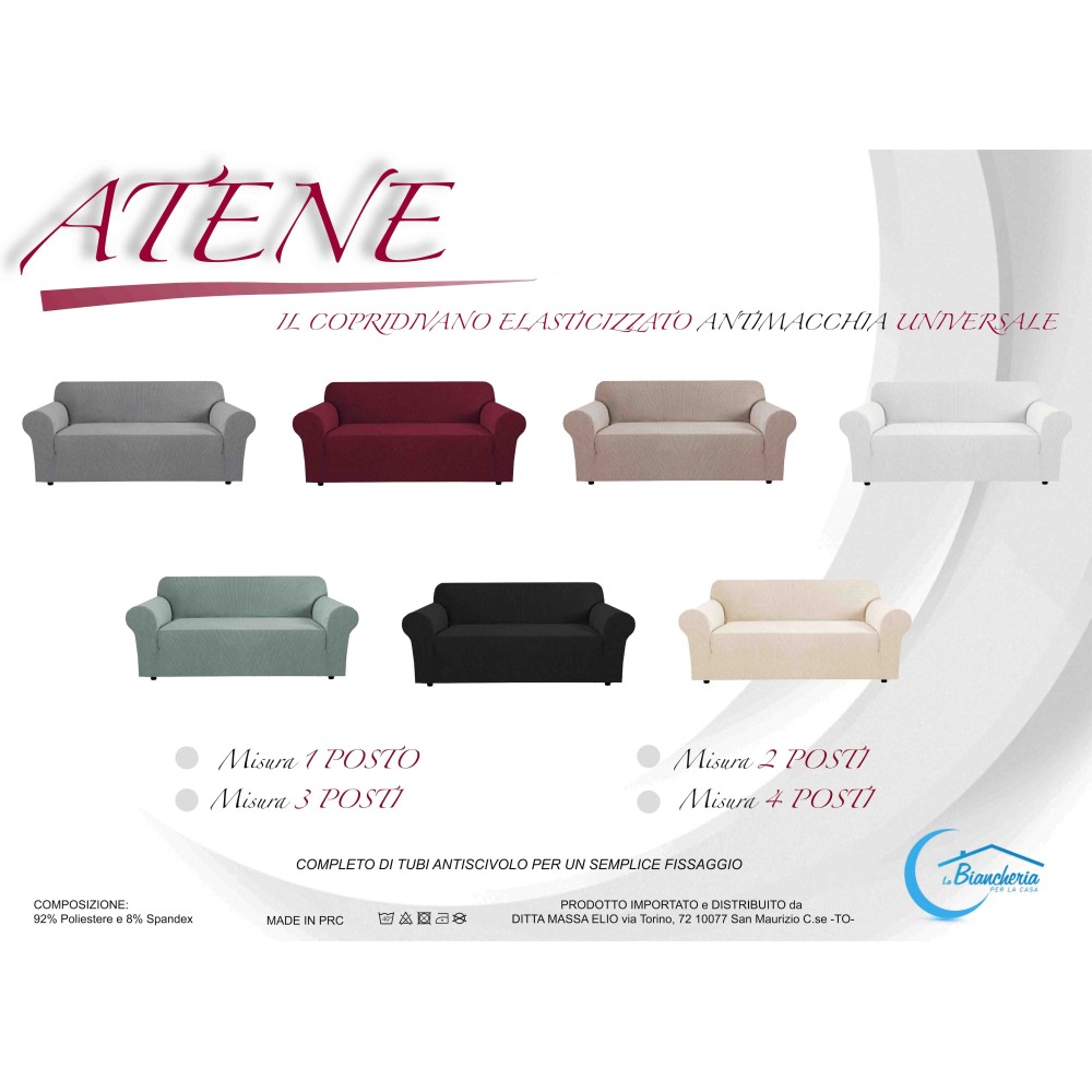 FUNDA DE SOFÁ ELÁSTICA ATHENS universal NEGRO bielástico