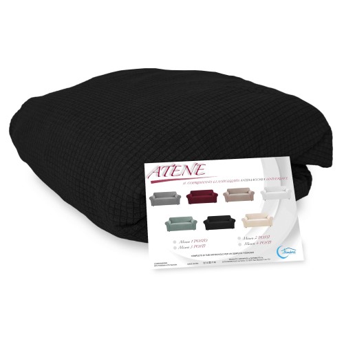 FUNDA DE SOFÁ ELÁSTICA ATHENS universal NEGRO bielástico