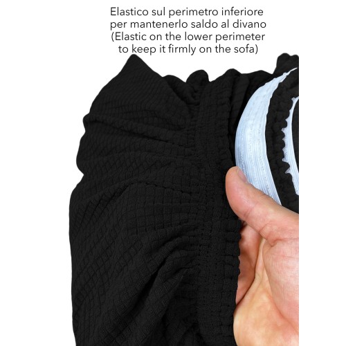 COPRIDIVANO elasticizzato ATENE universale NERO bielastico