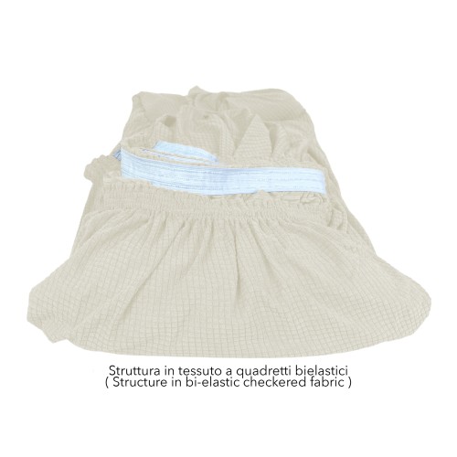 Couverture de canapé extensible ATHÈNES universelle BLANC LAIT bielastique