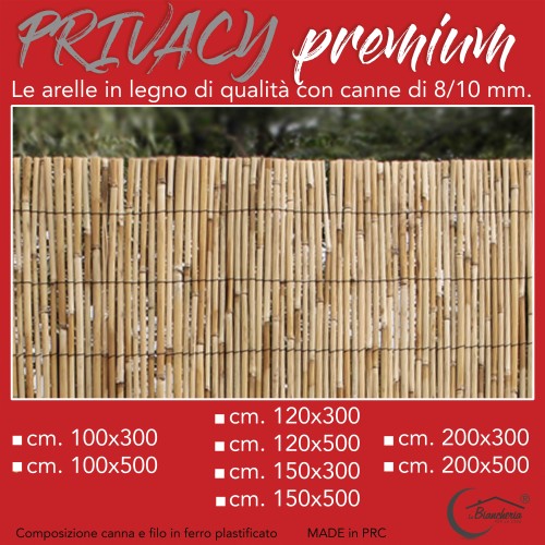 ARELLA PRIVACY Premium © en bambú ZARZO ARELLE CANNE de hasta 1 cm de diámetro. para valla de sombra en 8 TAMAÑOS