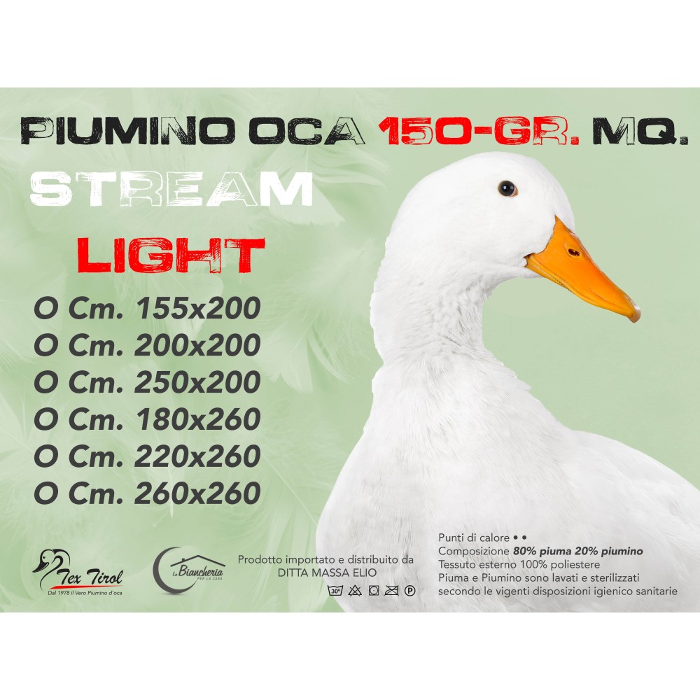 Plumífero OCA Stream Light Summer 150 GR. 80% PLUMÓN DE GANSO 20% PLUMÓN DE OCA Blanco