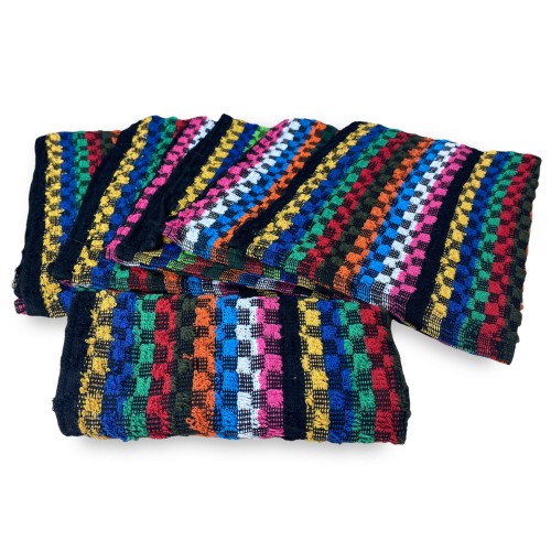 SET 6 HANDTÜCHER HANDTÜCHER HANDTUCH MEHRFARBIG WORK WORKSHOP DUNKEL cm. 50X70 mit WASHY Tasche