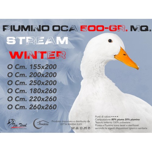 EDREDÓN DE PLUMAS OCA Stream 500 GR. 80% PLUMA DE GANSO 20% PLUMÓN DE GANSO BICOLOR