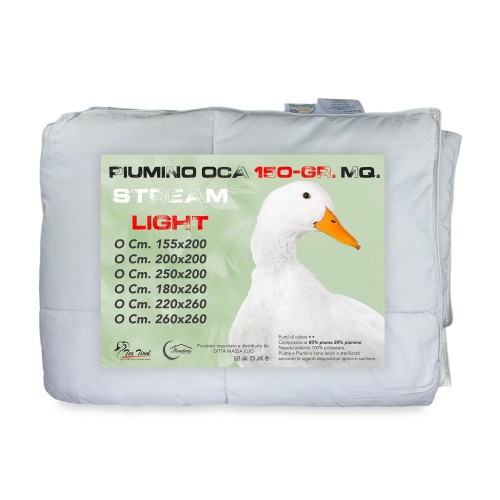 COPRILETTO in PIUMINO OCA Stream ESTIVO Leggero 150 GR. 80% PIUMA OCA 20% PIUMINO OCA Bicolore
