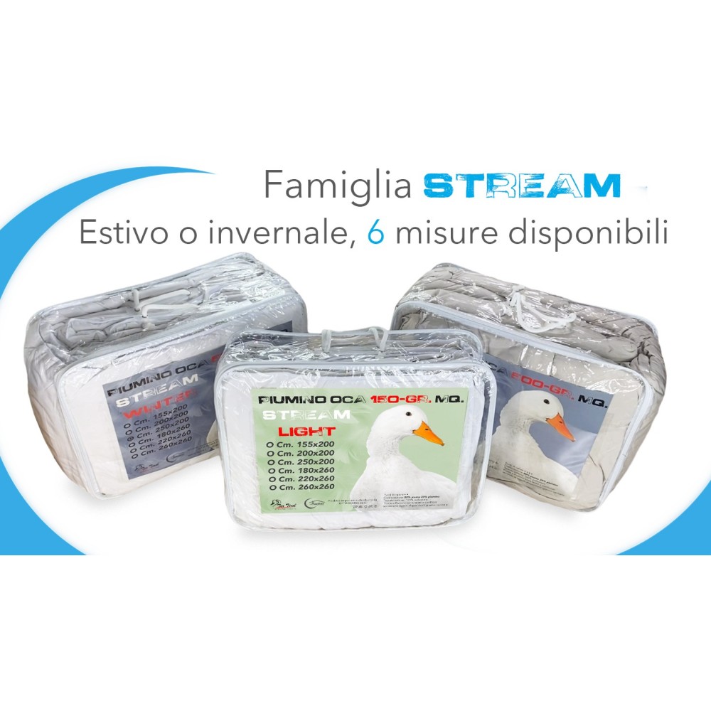 COPRILETTO in PIUMINO OCA Stream ESTIVO Leggero 150 GR. 80% PIUMA OCA 20% PIUMINO OCA Bicolore