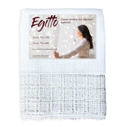 PAIR OF EGYPT glass curtain with white macramé LACE