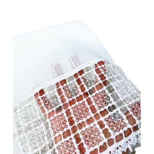 PAIRE de rideau de verre EGYPTE avec dentelle macramé blanche